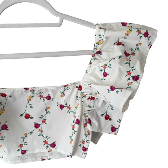 Zara White Floral Blouse with Red Accents Size S Cottagecore Boho Romamtic - Picture 11 of 12